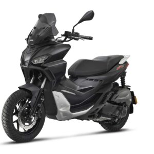 Schwarzes Motorrad mit Sitz und Lenker Ein schwarzes Motorrad mit einem Sitz und Lenker. Es steht auf einem weißen Hintergrund.