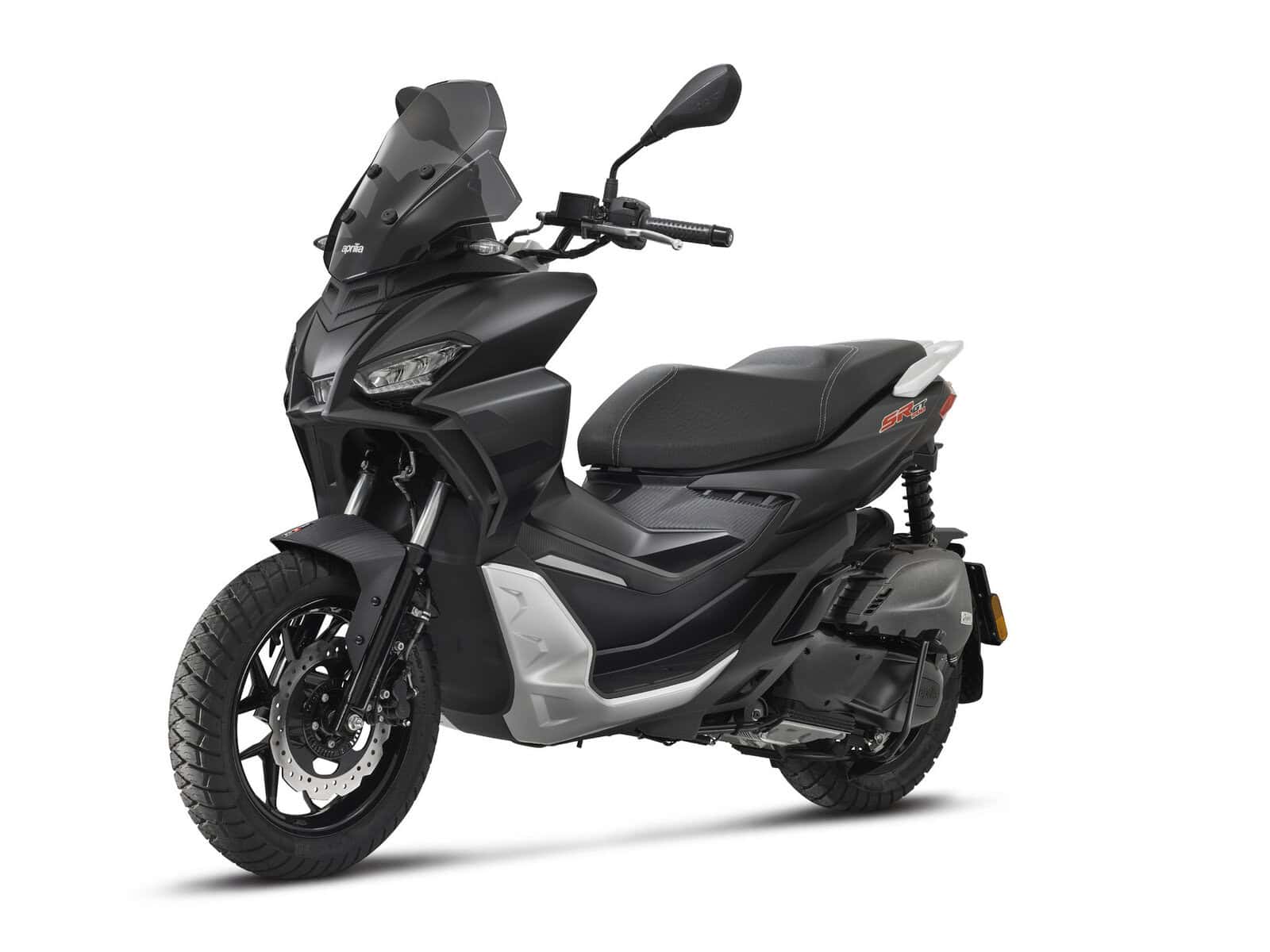 Schwarzes Motorrad mit Sitz und Lenker Ein schwarzes Motorrad mit einem Sitz und Lenker. Es steht auf einem weißen Hintergrund.